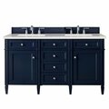 James Martin Vanities Brittany 60in Double Vanity, Victory Blue w/ 3 CM Eternal Serena Quartz Top 650-V60D-VBL-3ESR